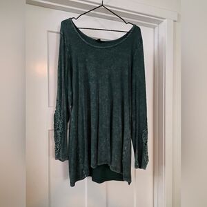 Torrid Teal Long Sleeve Top with Sleeve Detailing